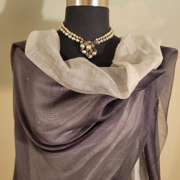 2 Silk Grey Scarfs - Picture 3 of 12